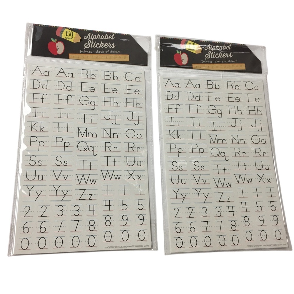 Alphabet Number Stickers 10 Sheets 700 Total Handwriting Uppercase Lowercase NEW